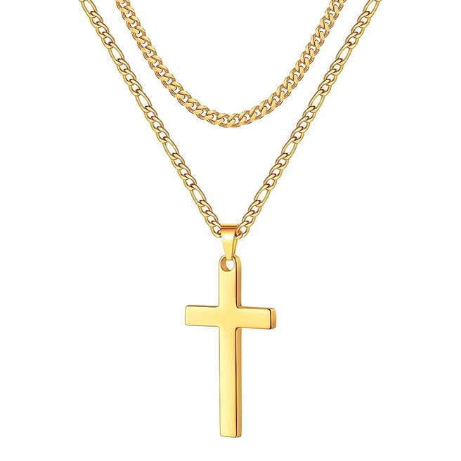 Stephen Oliver 18K Gold Double Layer Cross Necklace