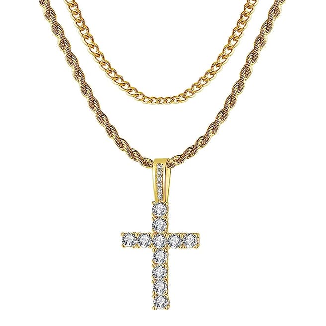 Stephen Oliver 18K Gold & Silver Cross Necklace