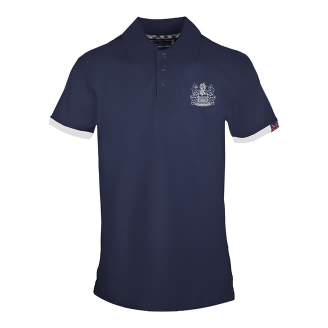 Aquascutum Navy Contrast Tipping Cotton Polo Shirt