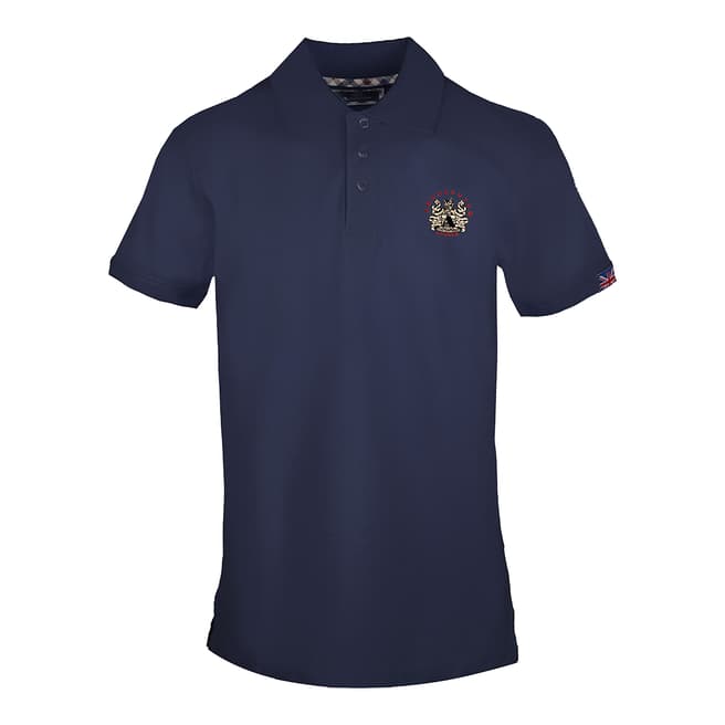 Aquascutum Navy Chest Logo Cotton Polo Shirt