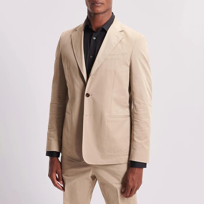 Duchamp Sand Single Breasted Cotton Blend Suit Jacket