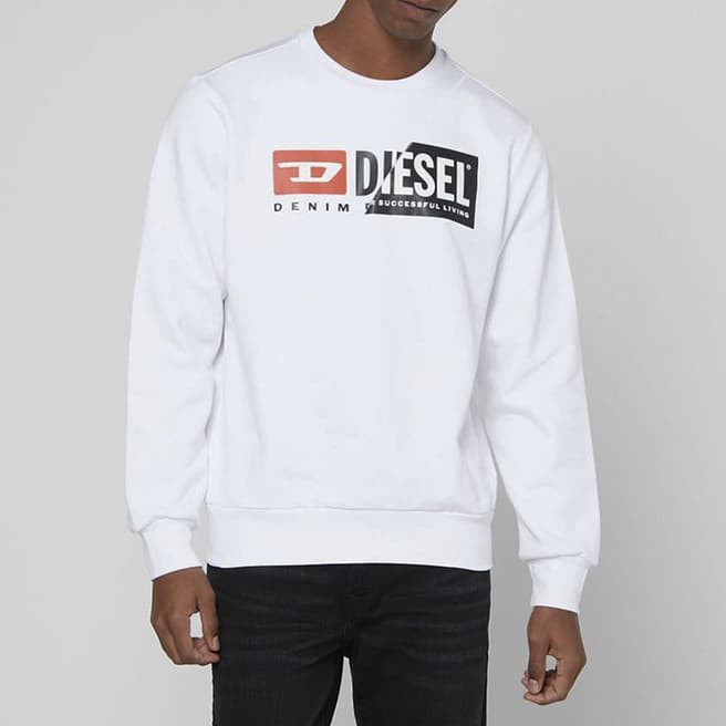 Diesel White Large Chest Logo Sweatshirt