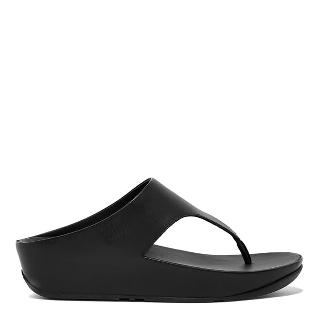 FitFlop All Black Shuv Leather Toe Post Sandals