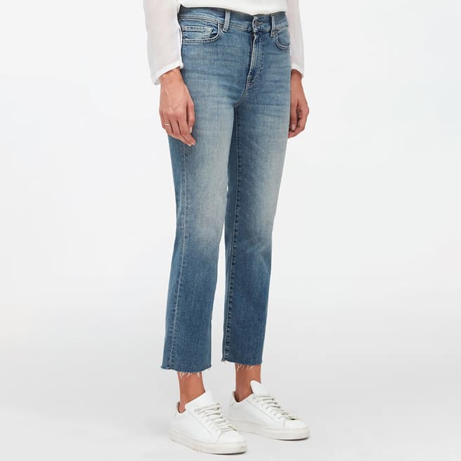 7 For All Mankind Light Blue Straight Cropped Stretch Jeans