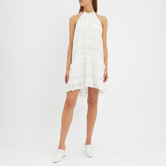 Reiss White Gabrielle Ruffle Mini Dress