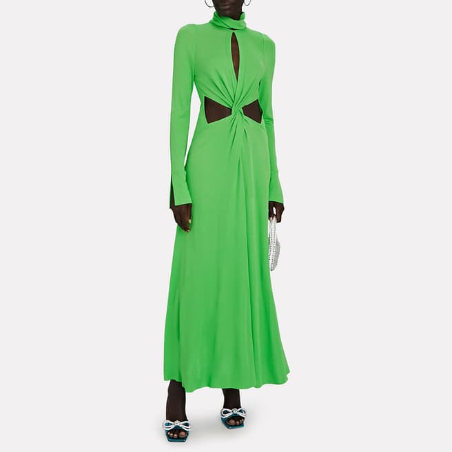 Victoria Beckham Green Twist Detail Maxi Dress