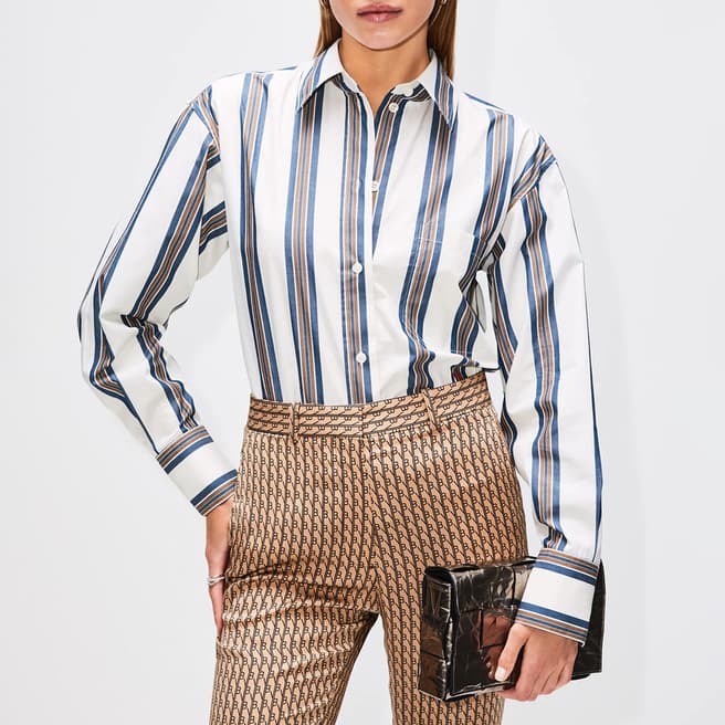 Victoria Beckham Blue Stripe Cotton Shirt
