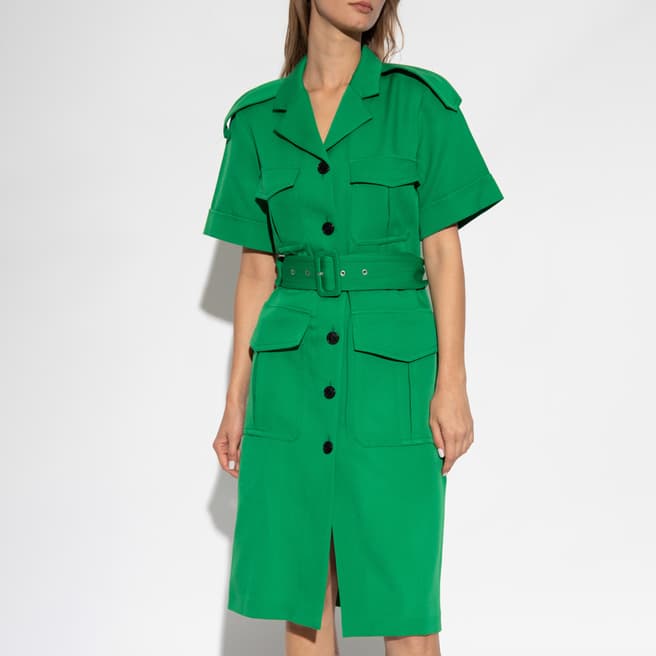 Victoria Beckham Green Utility Wool Shirt Dress