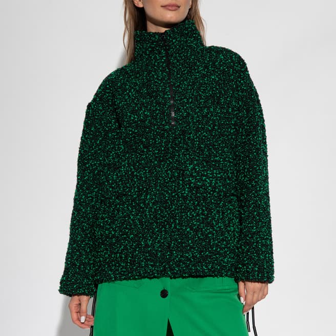 Victoria Beckham Green Wool Blend Half Zip Jacket