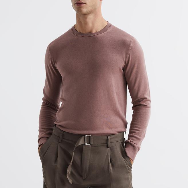 Reiss Pink Wessex Merino Wool Jumper
