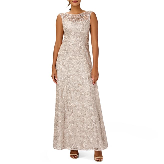 Adrianna Papell Ivory Sequin Embroidered Gown