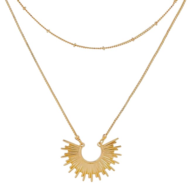 Chloe Collection by Liv Oliver 18K Gold Sunburst Double Layer Necklace