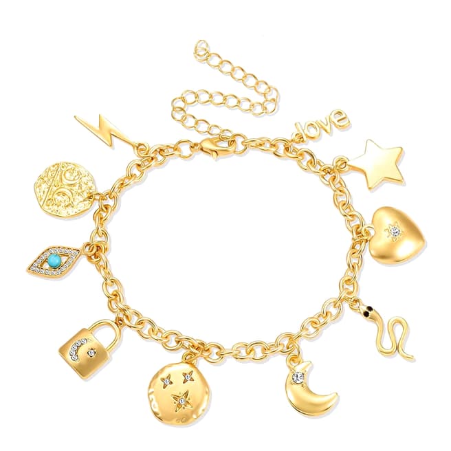 Liv Oliver 18K Gold Multi Charm Bracelet