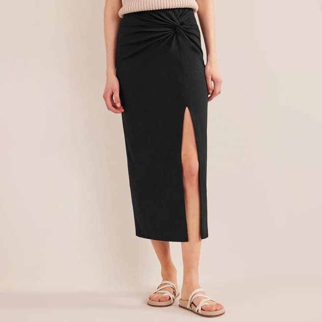 Boden Black Knot Detail Jersey Midi Skirt