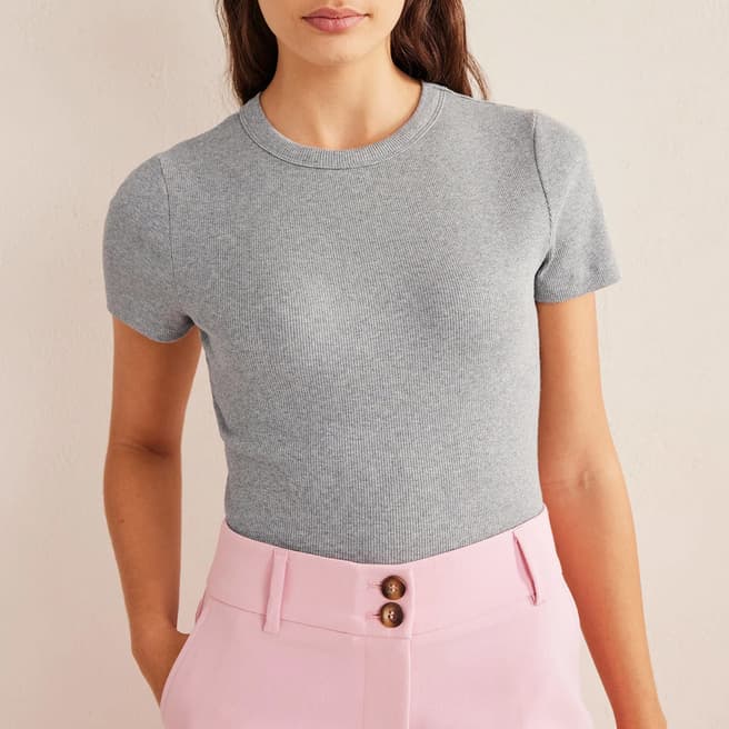 Boden Grey Cotton Ribbed T-Shirt