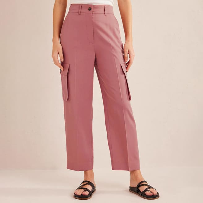 Boden Pink Tencel Cargo Trousers