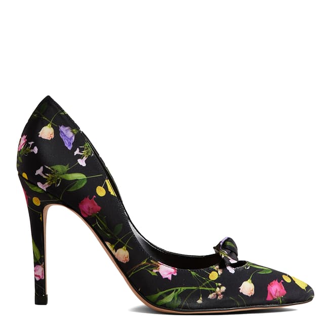 Ted Baker Black Telini Foral Print Bow Court Shoes