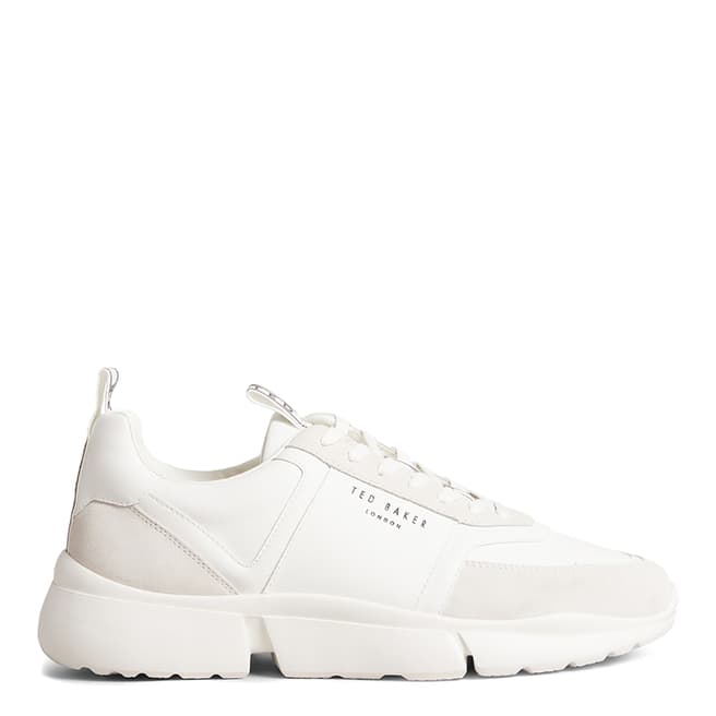 Ted Baker White Cecylem Webbing Leather and Suede Sneaker