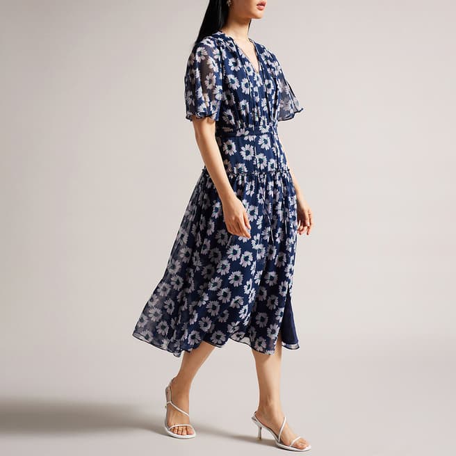 Ted Baker Navy Marllee Fit And Flare Midi Dress