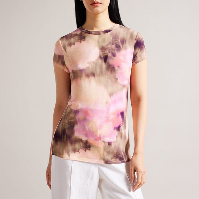 Ted Baker Pink Yazmean Printed Fitted T-Shirt