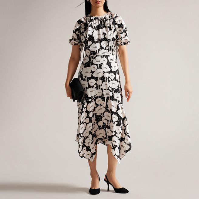 Ted Baker Black Abriee Puff Sleeve Midi Dress