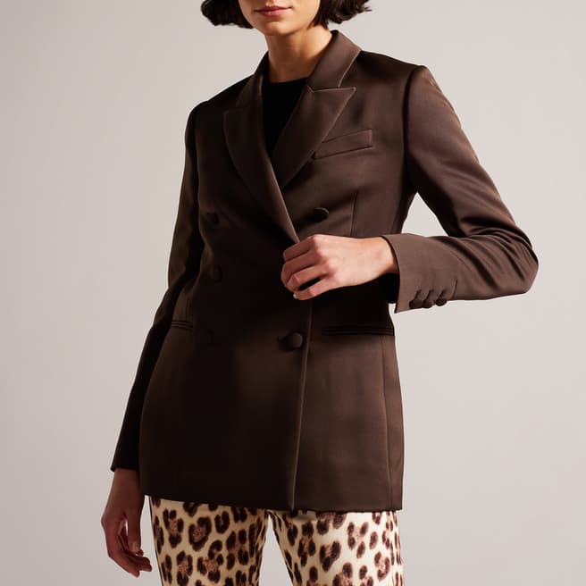 Ted Baker Brown Seraph Double Breasted Satin Blazer