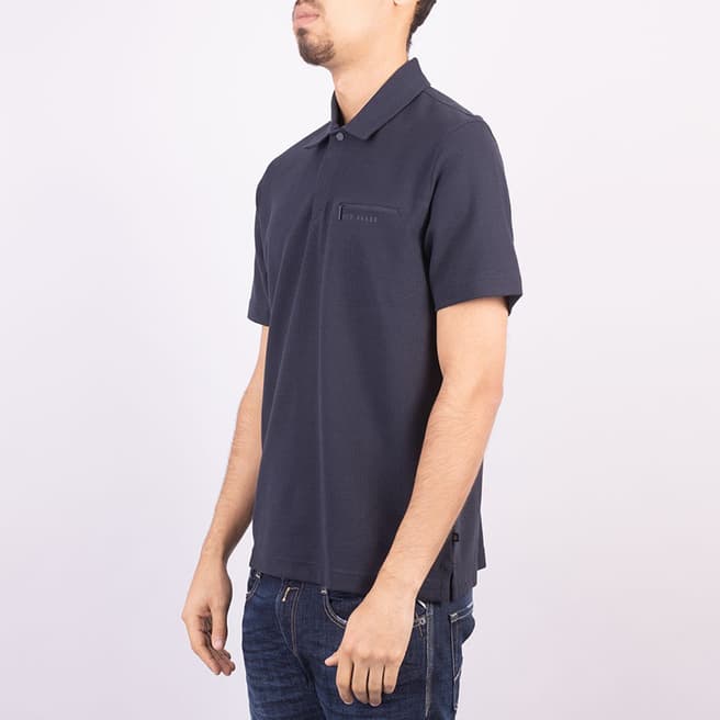 Ted Baker Navy Wave Regular Fit Polo Shirt