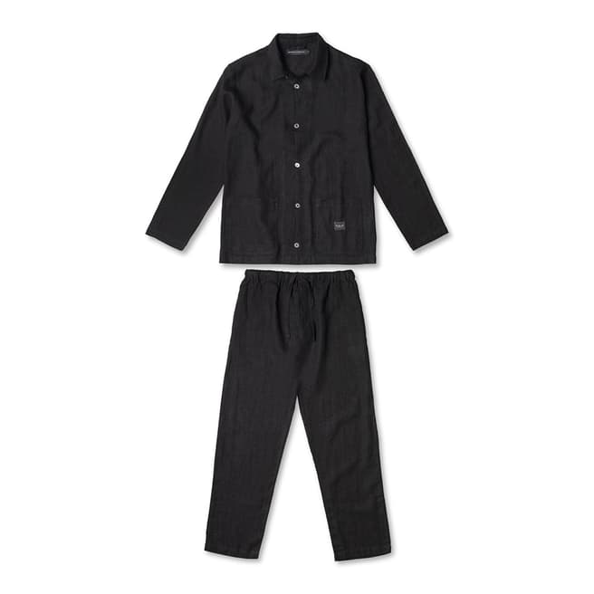 Desmond & Dempsey Black Mens Pocket Pyjama Set