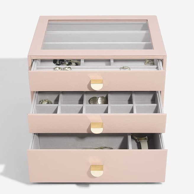 Stackers Blush Pink Classic Jewellery Box  - Set of 3 (with drawers)