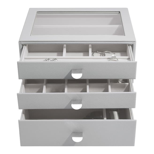 Stackers Pebble Grey Classic Jewellery Box  - Set of 3 (with drawers)