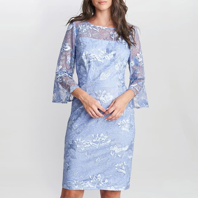 Gina Bacconi Blue Michaela Sequin Lace Dress