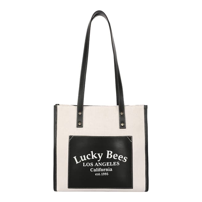 Lucky Bees Black Leather Bag