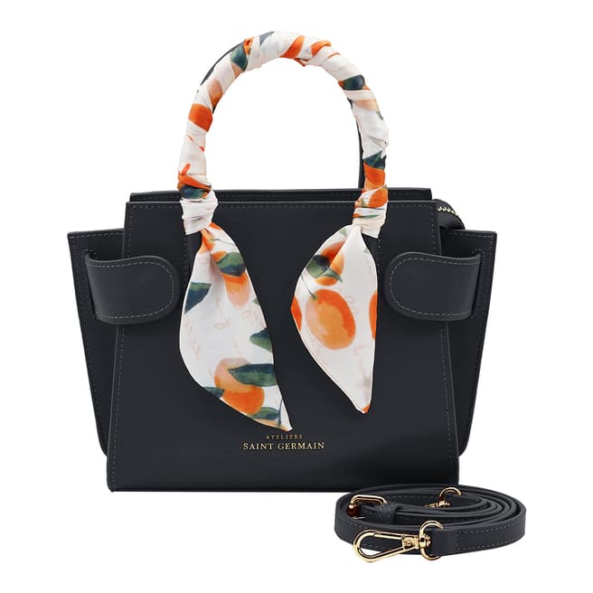 Ateliers Saint Germain Black Passy Handbag With Silk Scarf