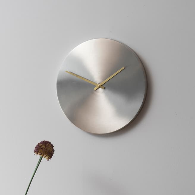 The Libra Company Lode 38cm Wall Clock, Brushed Silver