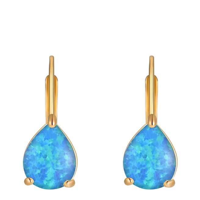 Liv Oliver 18K Gold Blue Opal Pear Drop Earrings