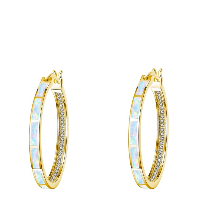 Liv Oliver 18K Gold Opal Embellished Hoop Earrings