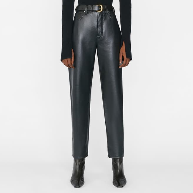 Frame Black Le High N Tight Straight Leather Trousers