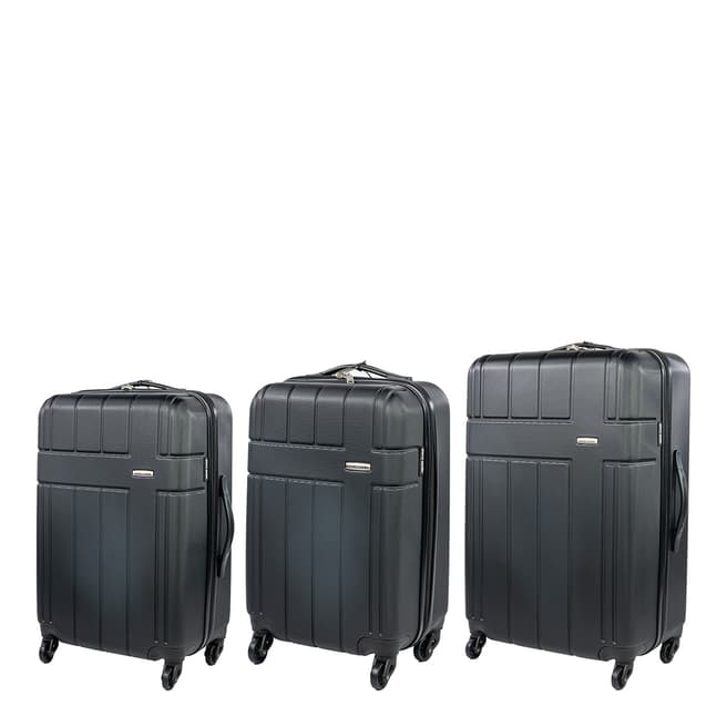 Pierre Cardin Black 3 Piece Hardshell Luggage Set