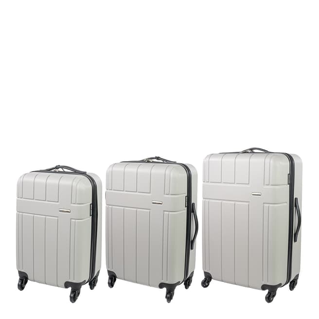 Pierre Cardin Grey 3 Piece Hardshell Luggage Set