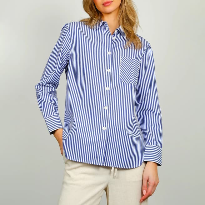 Rag & Bone Blue Maxine Striped Cotton Shirt