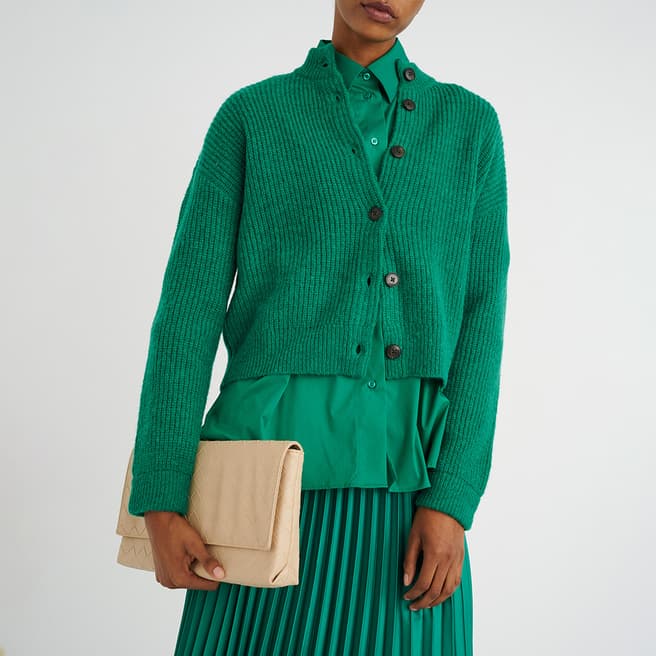Inwear Green Josef Knitted Wool Blend Cardigan