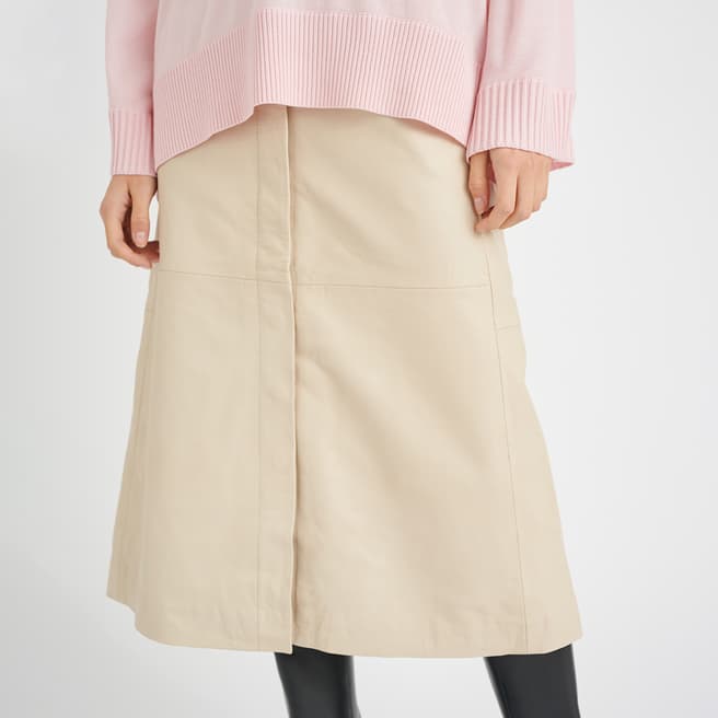 Inwear Cream Kyren Leather Midi Skirt