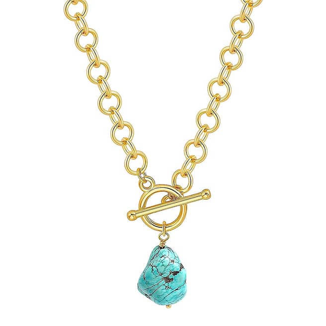 Liv Oliver 18K Gold Turquoise Drop Necklace