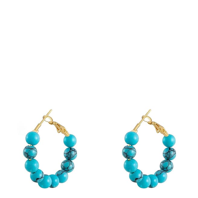 Liv Oliver 18K Gold Turquoise Hoop Earrings