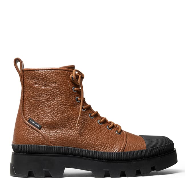 Michael Kors Brown Leather Colin Combat Boots