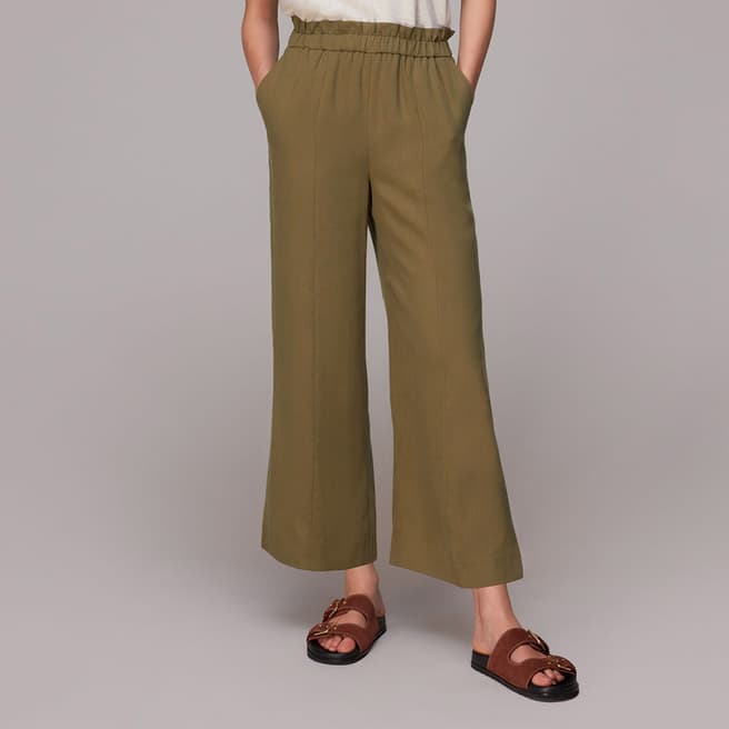 WHISTLES Olive Grace Wide Leg Trousers