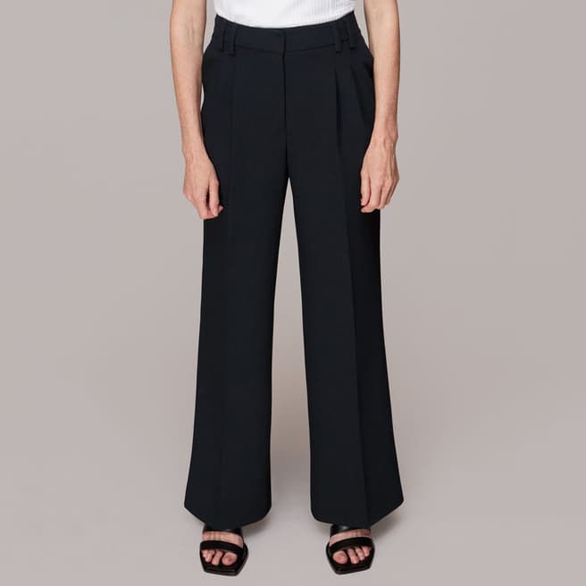 WHISTLES Black Cara Dropped Waist Trousers