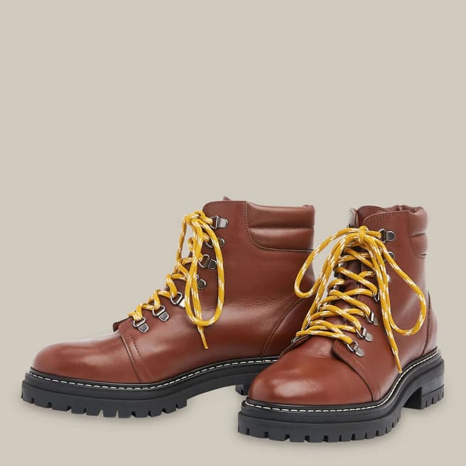 WHISTLES Brown Amber Lace Up Leather Boots