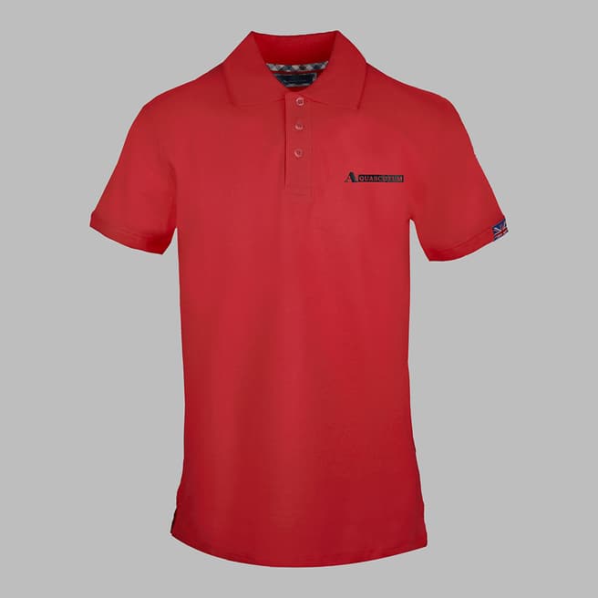 Aquascutum Red Branded Cotton Polo Top