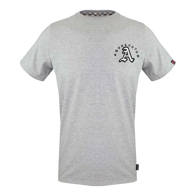 Aquascutum Grey Rounded Crest Cotton T-Shirt